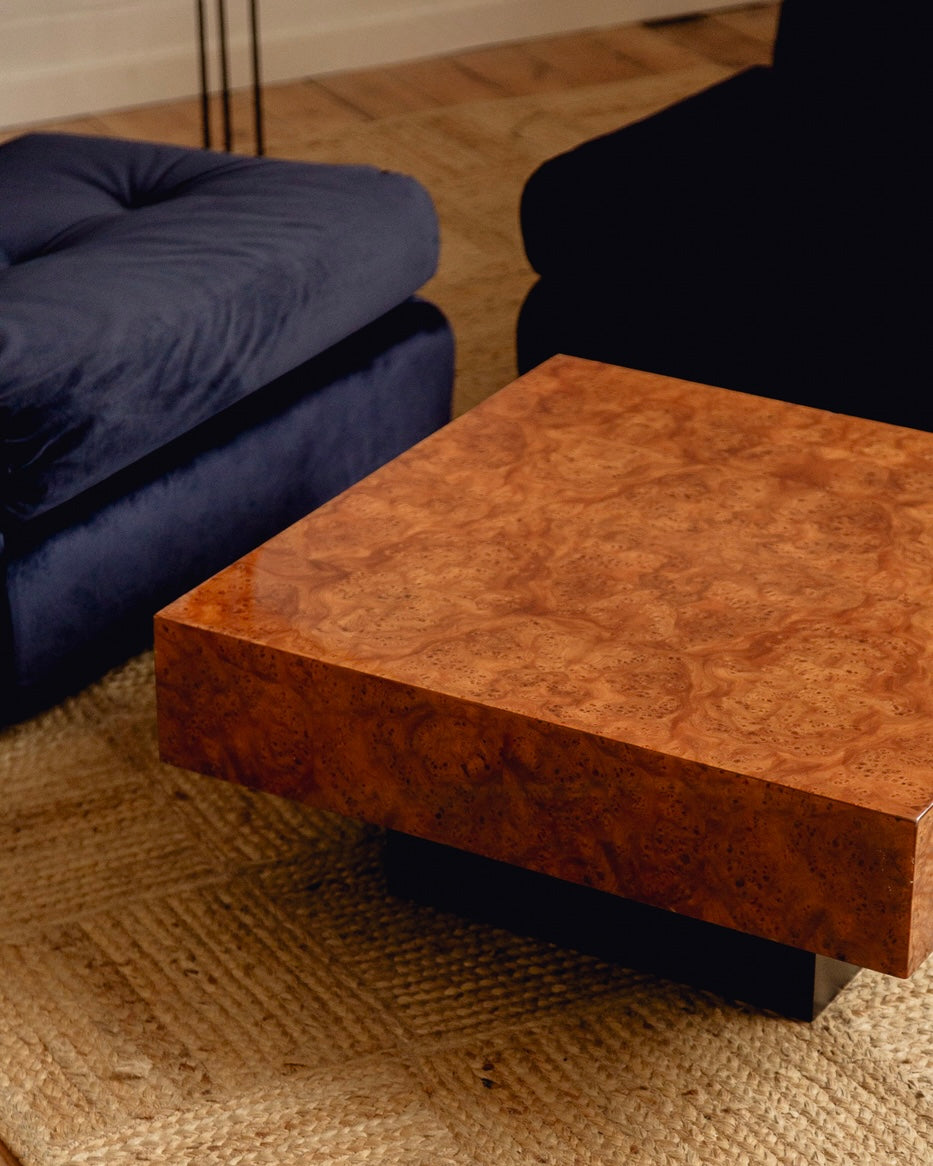 French Burl Square Coffee Table