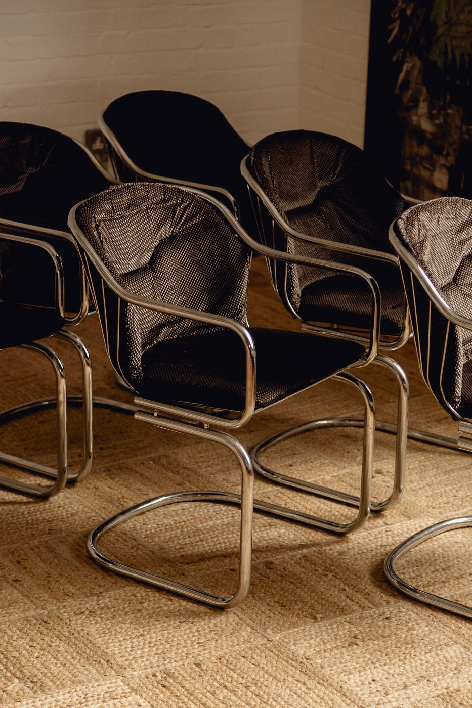 Chrome Dining Chairs Attributed to Gastone Rinaldi for Rima 1970s