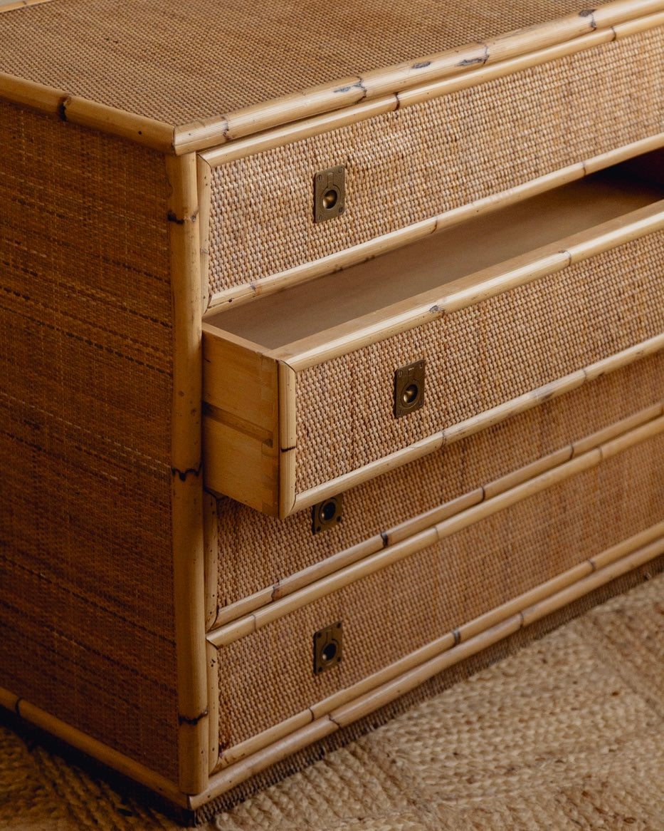 Italian Rattan and Bamboo Drawers