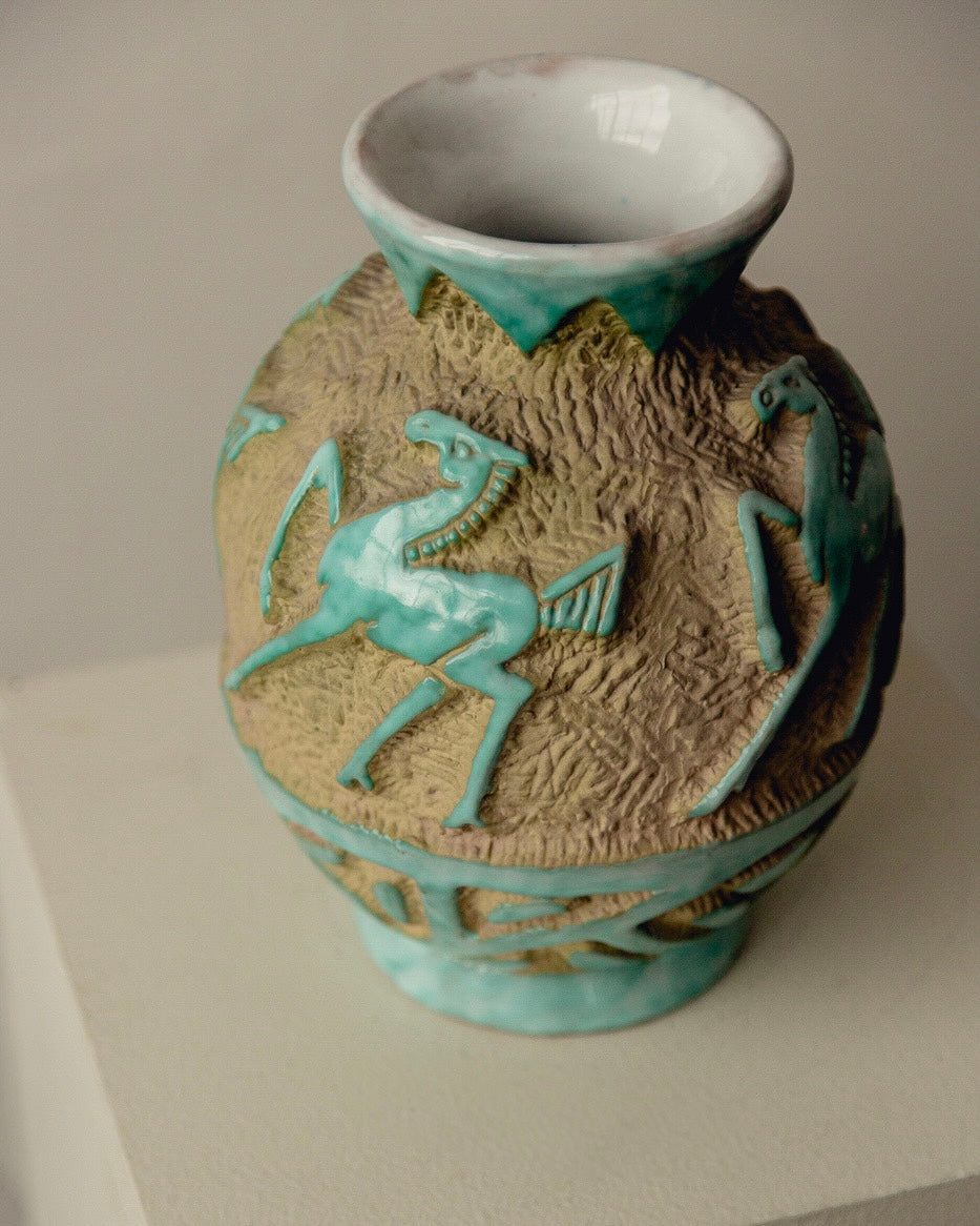 Italian Sgraffito Pottery Vase