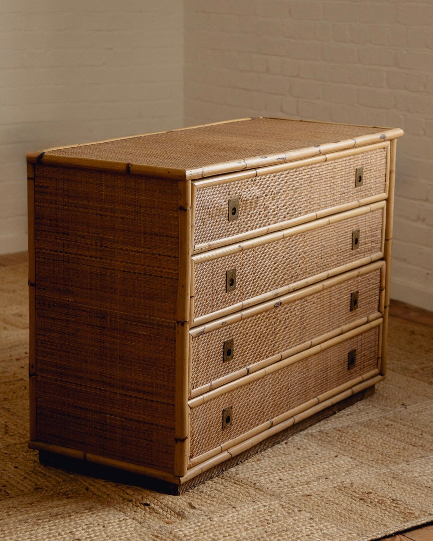 Italian Rattan and Bamboo Drawers
