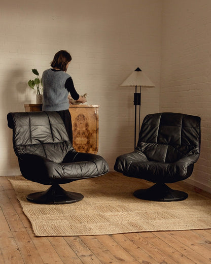 Mid Century Leather Armchairs
