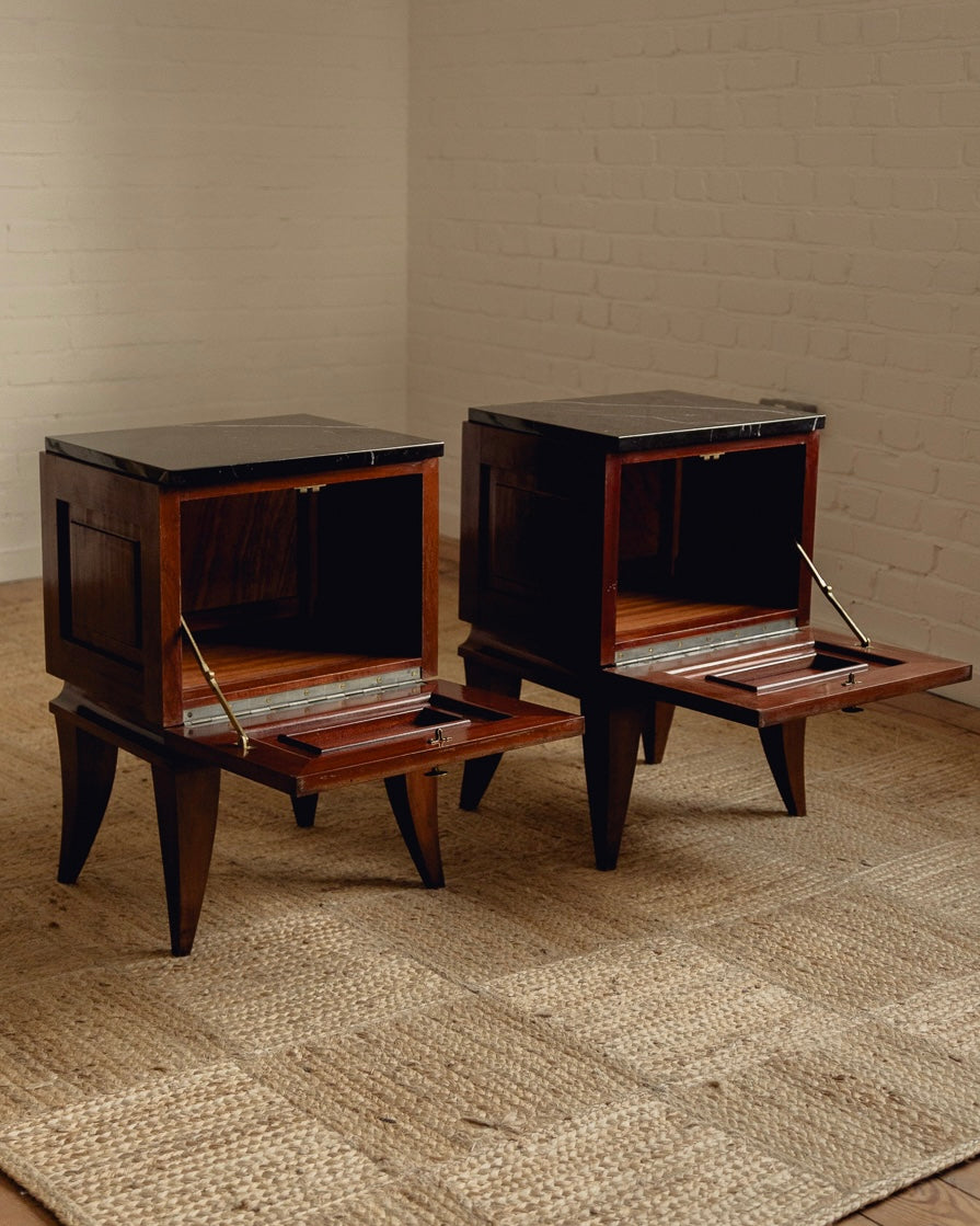 French Marble Top Bedside Tables