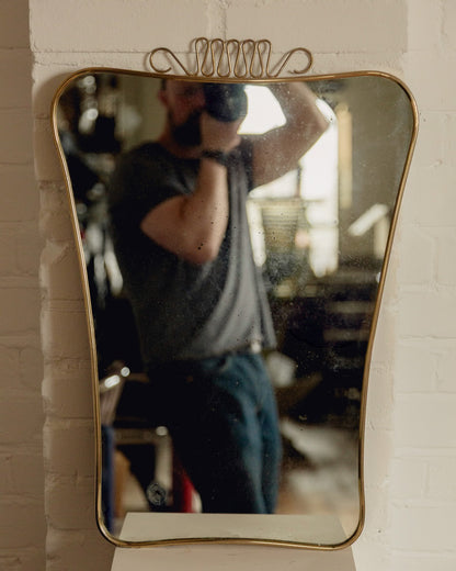 Italian Brass Shield Mirror