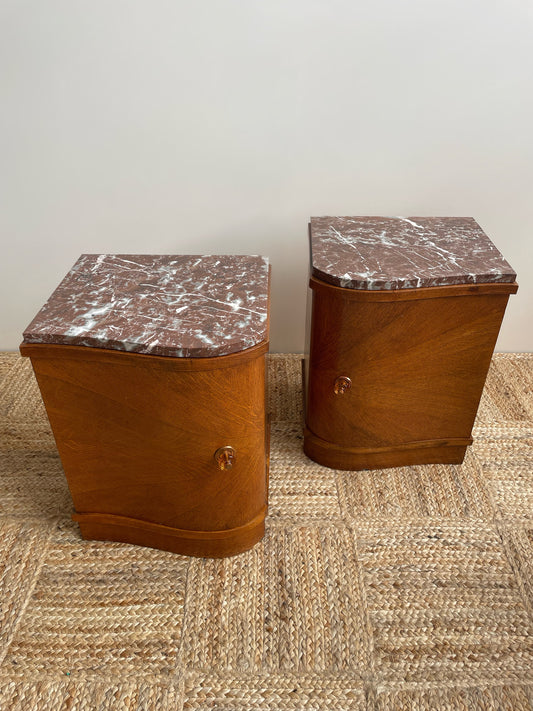 Marble Top Deco Bedside Tables