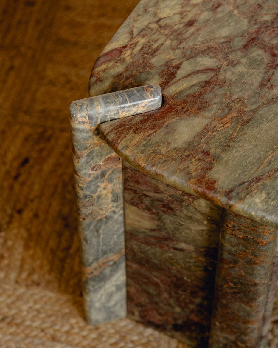 Burgundy and Green Marble Coffee Table