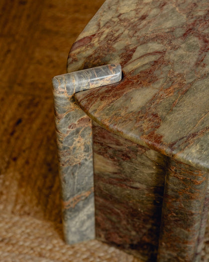 Burgundy and Green Marble Coffee Table