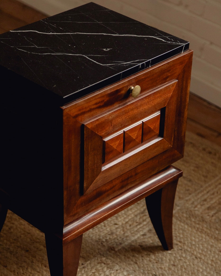 French Marble Top Bedside Tables
