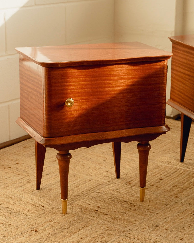 Pair Wavy Satinwood Bedside Tables
