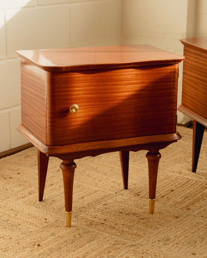 Pair Wavy Satinwood Bedside Tables