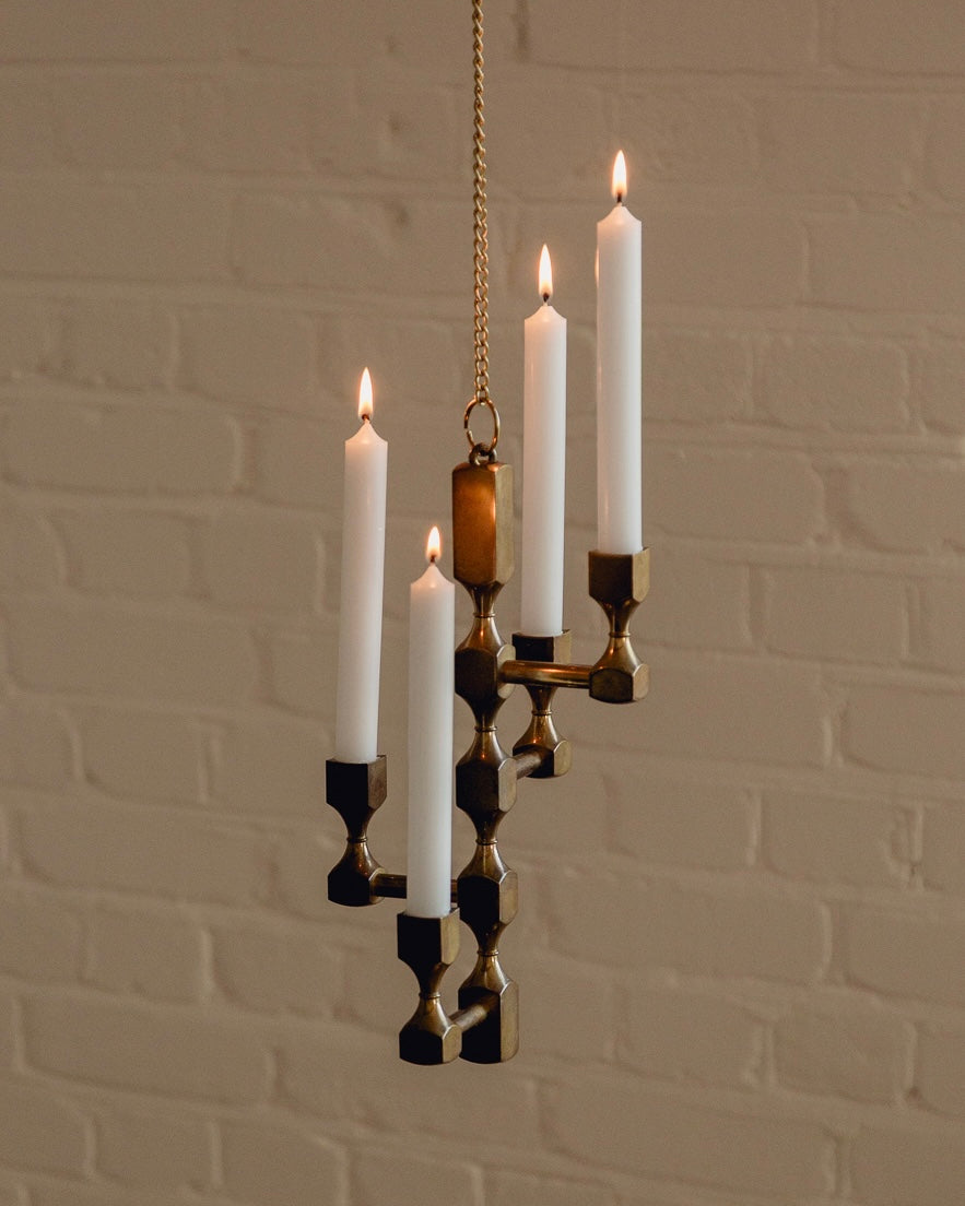 Brass Pendant Candelabra by Gusum Sweden