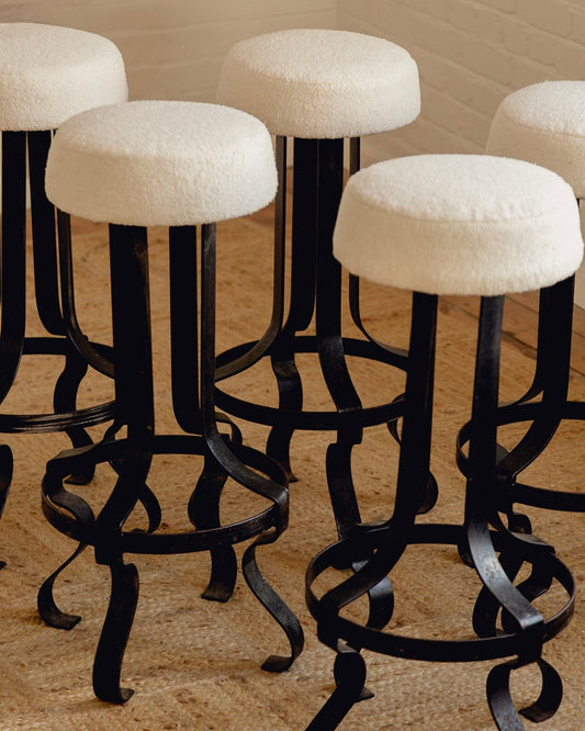 French Wrought Iron Wavy Stools - Set Of Three