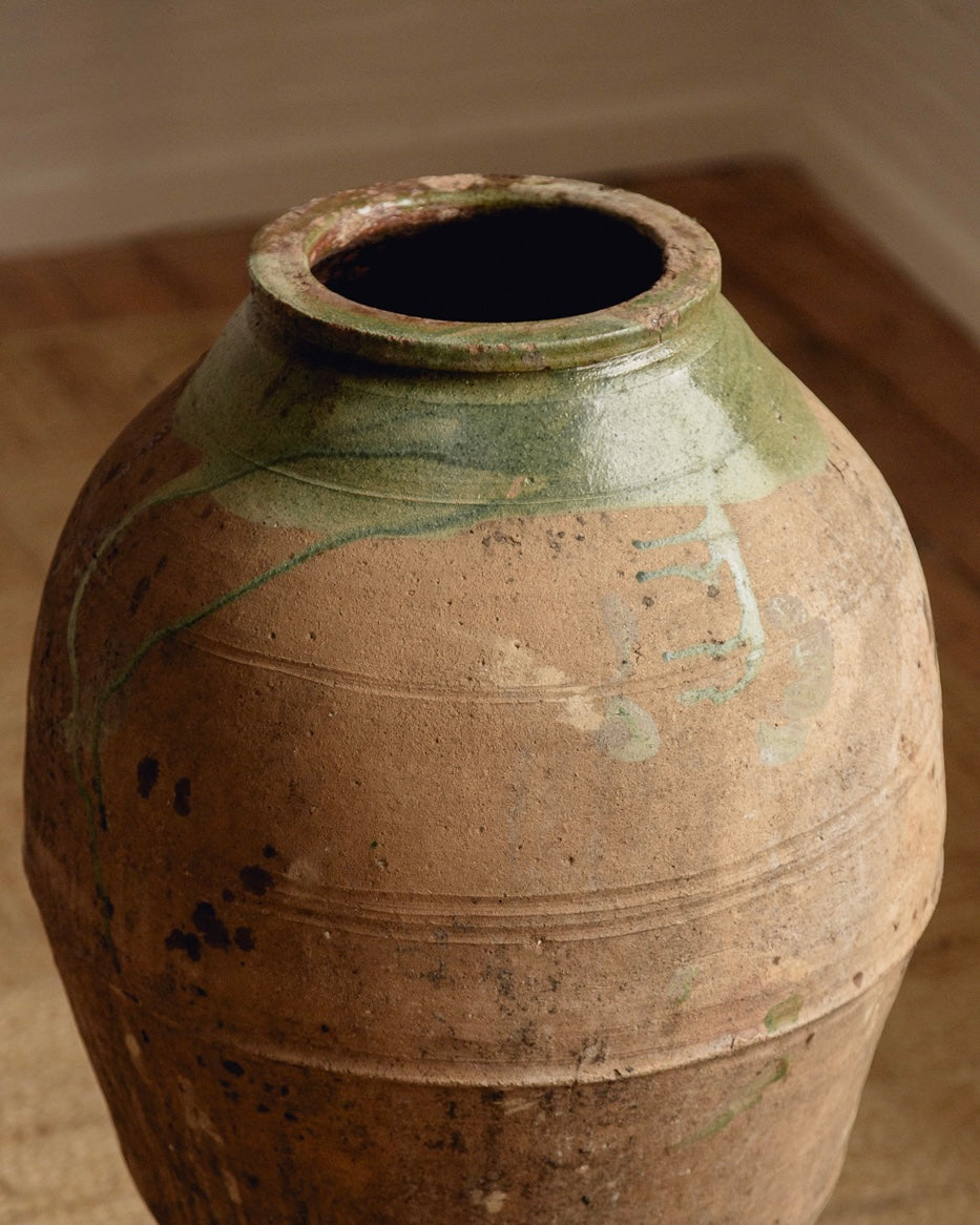 Terracotta Planter with Green Glaze