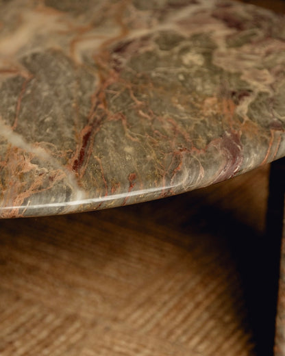 Green and Blush Italian Marble Coffee Table