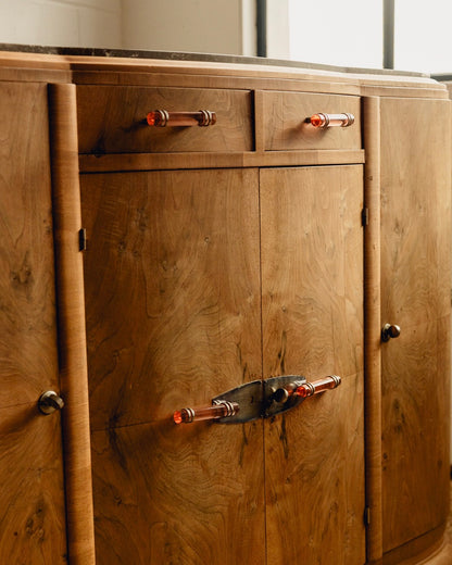 Marble Top Burl Art Deco Sideboard
