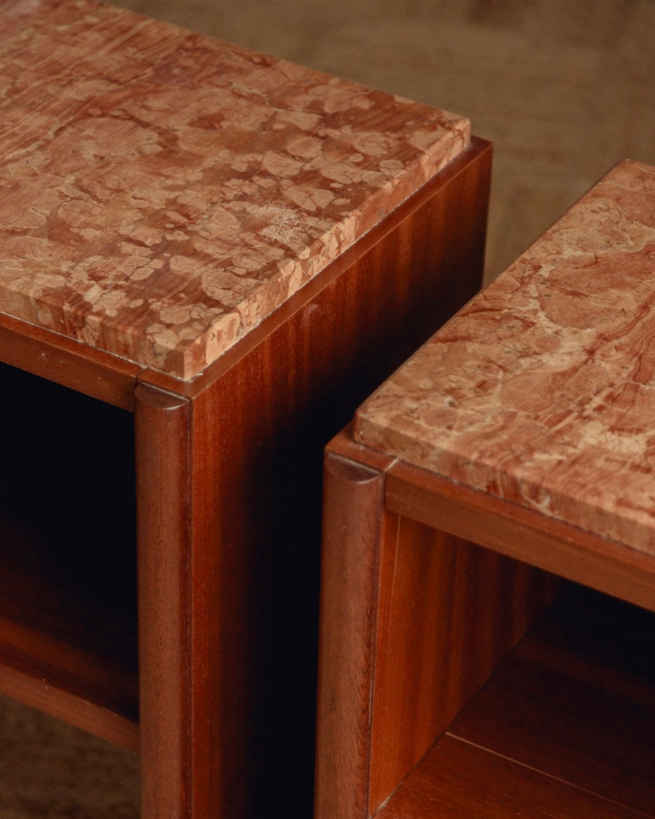 Pink Marble Top Bedside Tables