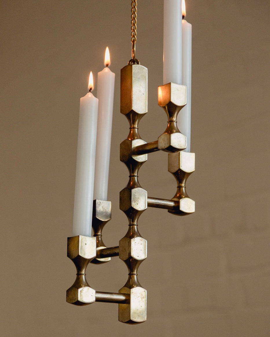Brass Pendant Candelabra by Gusum Sweden