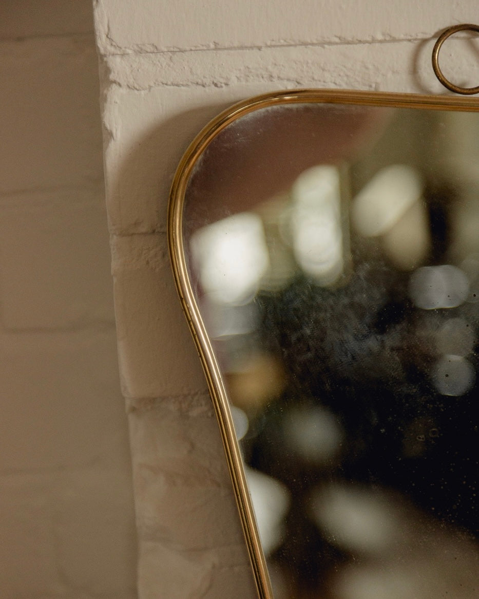 Italian Brass Shield Mirror