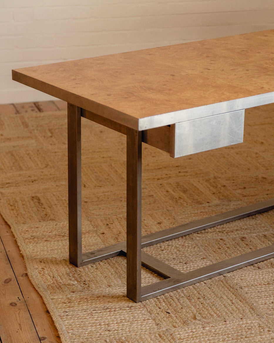 Burl and Steel Desk