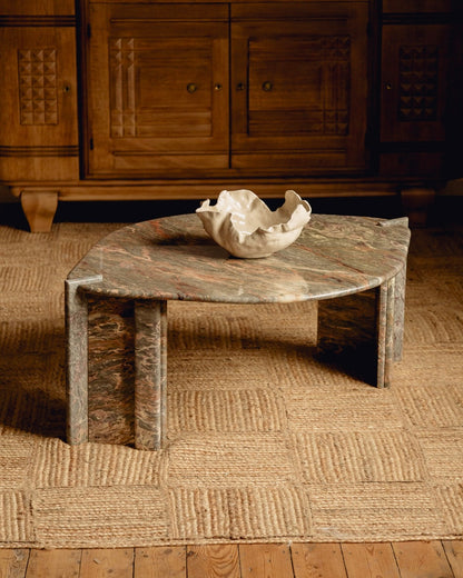 Green and Blush Italian Marble Coffee Table