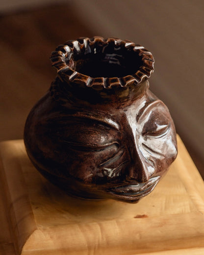 Studio Pottery Face Vase