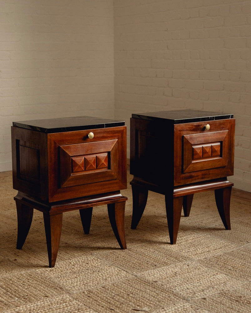 French Marble Top Bedside Tables