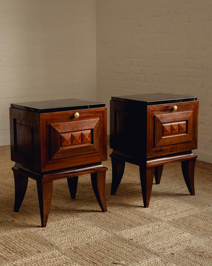 French Marble Top Bedside Tables