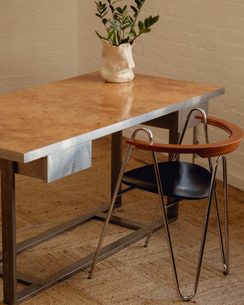 Burl and Steel Desk