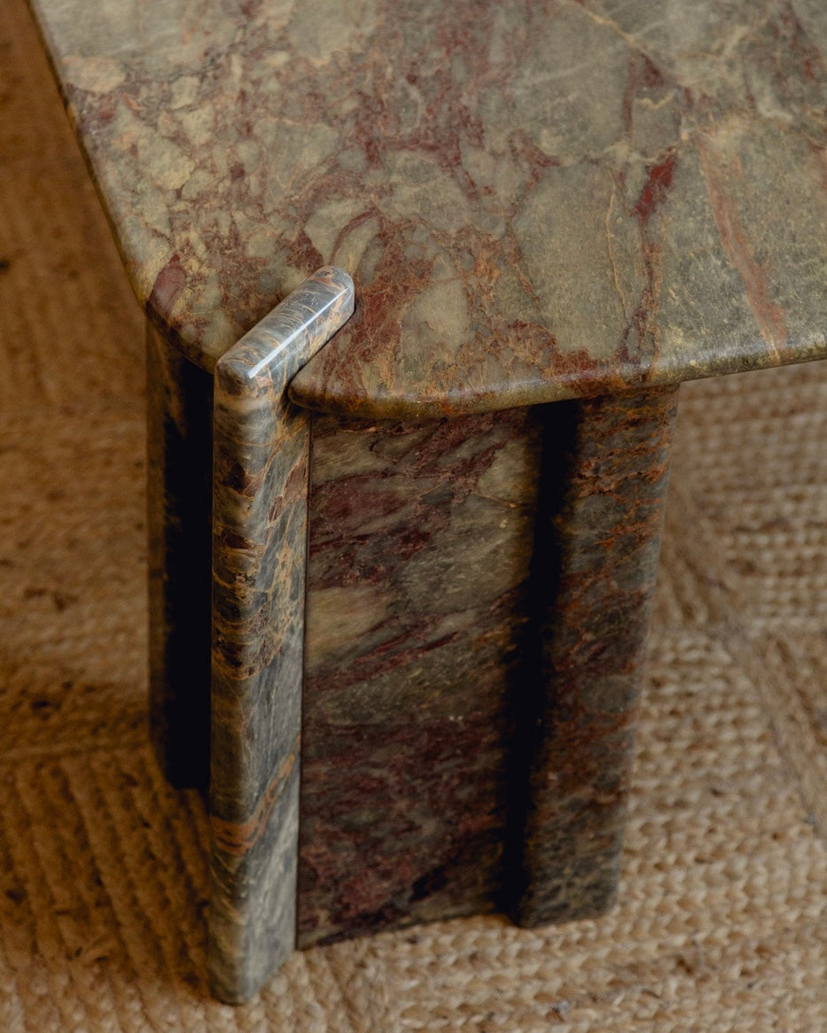 Burgundy and Green Marble Coffee Table
