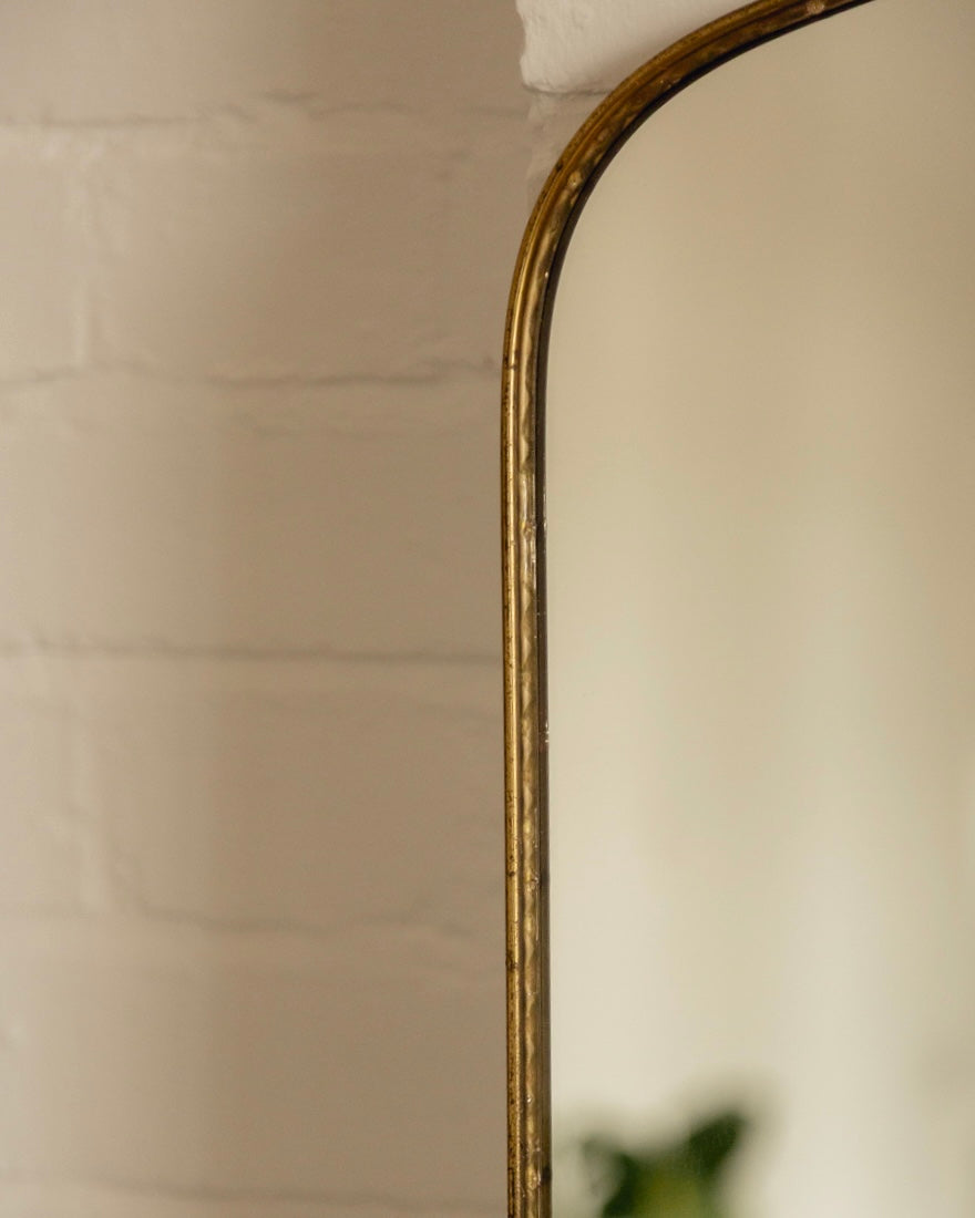 Large Italian Brass Shield Mirror
