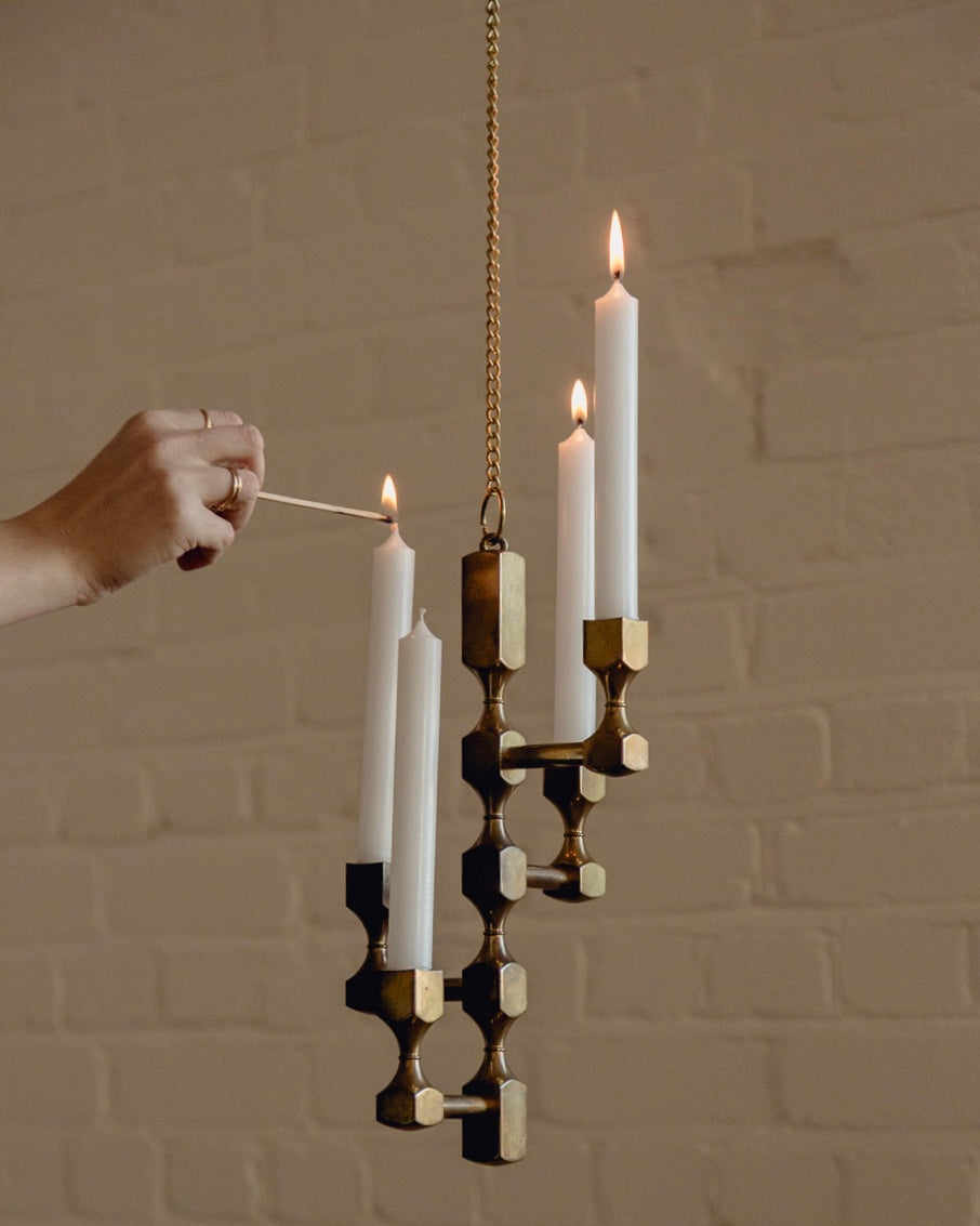 Brass Pendant Candelabra by Gusum Sweden
