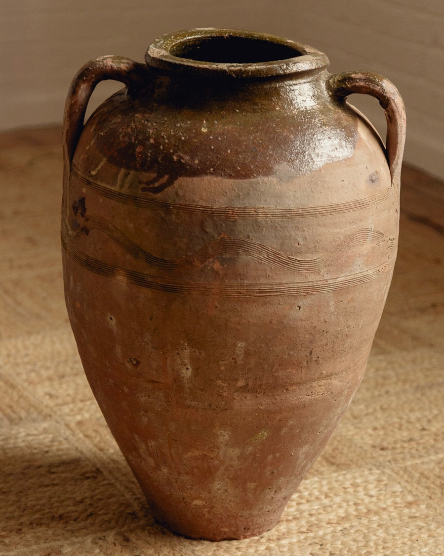 Terracotta Planter with Olive Green Glaze
