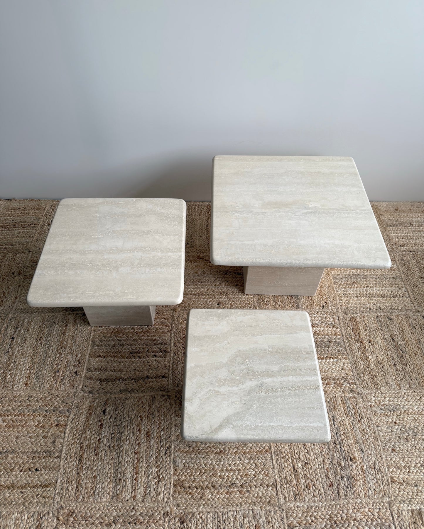 Set Of Three Travertine Nesting Tables