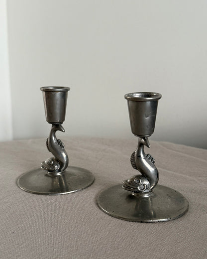 Swedish Art Deco Pewter Candle Holders