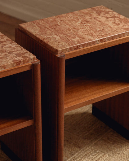 Pink Marble Top Bedside Tables