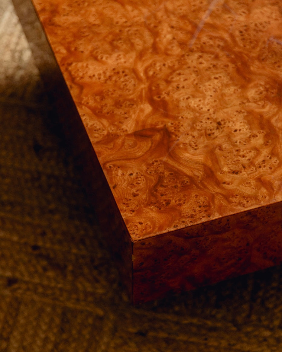 French Burl Square Coffee Table