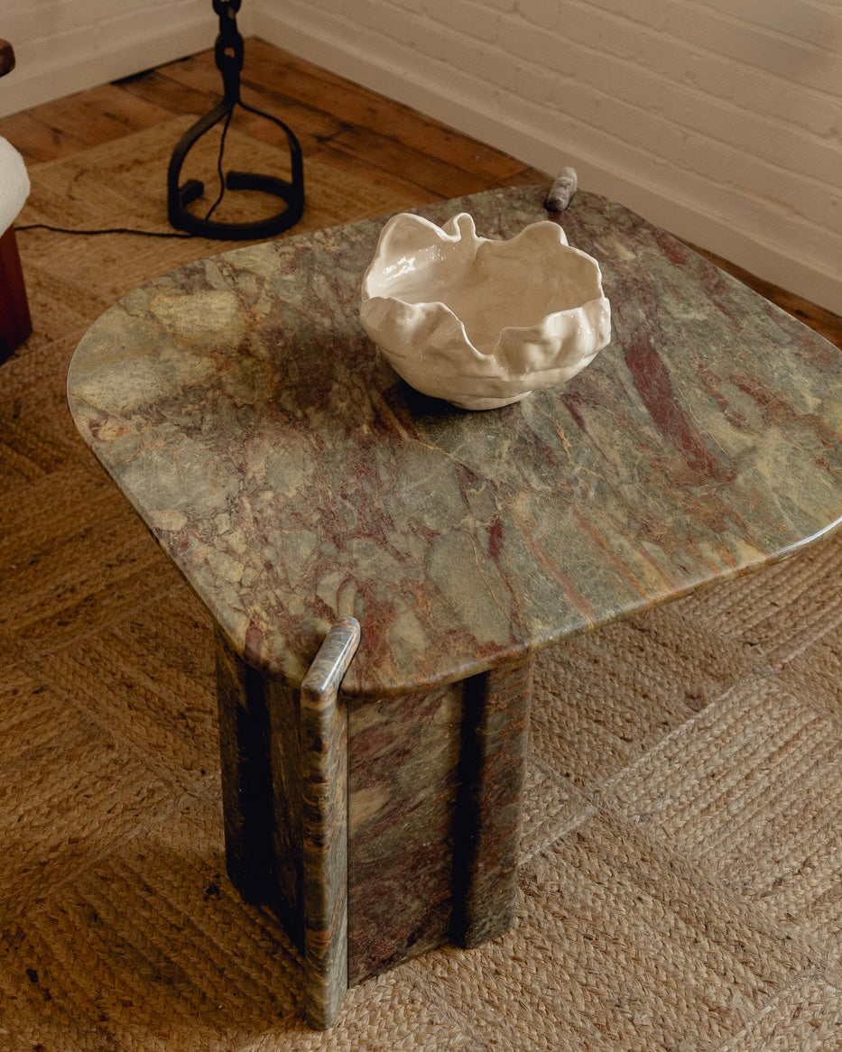 Burgundy and Green Marble Coffee Table