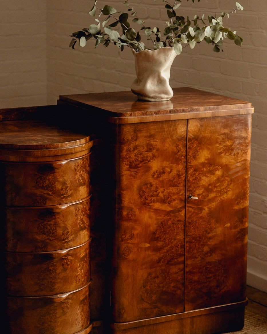 Art Deco Burl Walnut Sideboard