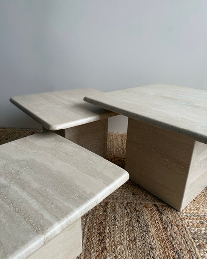 Set Of Three Travertine Nesting Tables