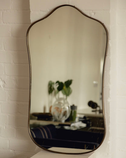 Italian Brass Shield Mirror