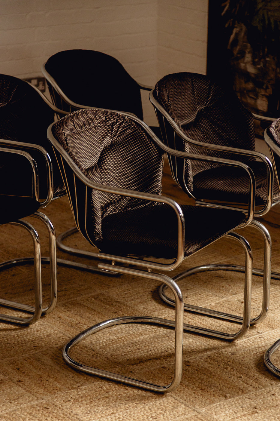 Chrome Dining Chairs Attributed to Gastone Rinaldi for Rima 1970s