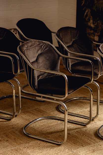 Chrome Dining Chairs Attributed to Gastone Rinaldi for Rima 1970s