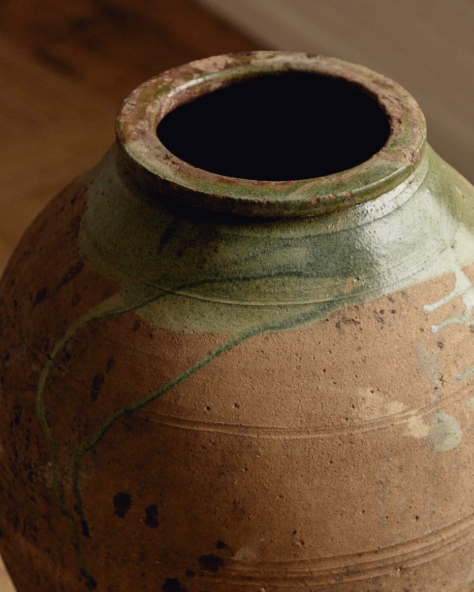 Terracotta Planter with Green Glaze
