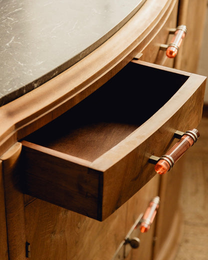 Marble Top Burl Art Deco Sideboard