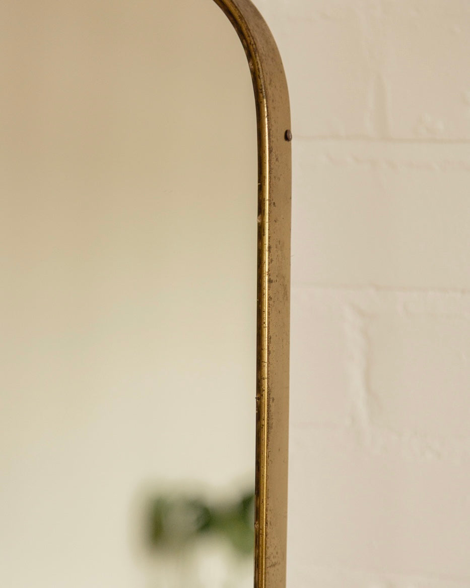Large Italian Brass Shield Mirror