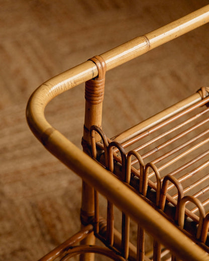 Italian Bamboo and Rattan Bar Cart