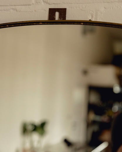 Large Italian Brass Shield Mirror