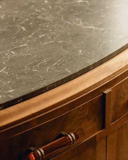 Marble Top Burl Art Deco Sideboard