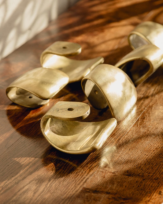 Six Solid Brass Italian Hooks