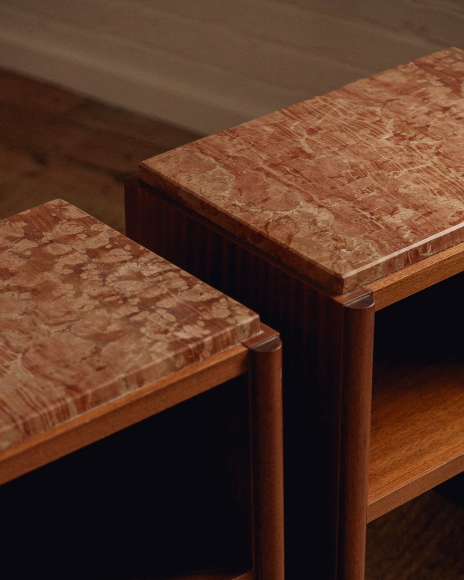 Pink Marble Top Bedside Tables
